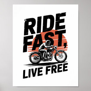 Poster Ride Fast Live Bicyclist T-shirt