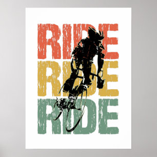 Poster Ride Ride Ride Ride Vintage Vélo Rider
