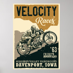 Poster Ride with the Wind- Vintage Motorcycle