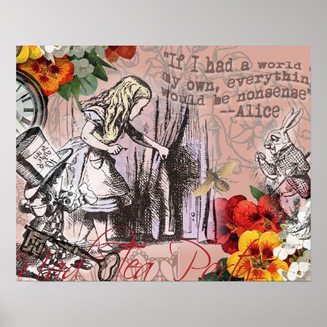Poster rideau d'alice nonsense pays des merveilles (Devant)