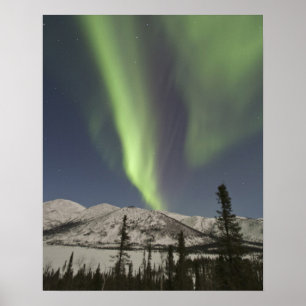 Poster Rideaux d'aurore boréale dansent à travers le ciel