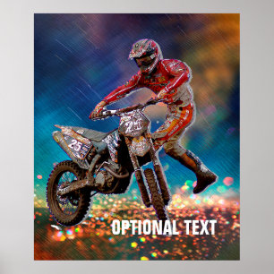 Poster Rider en Vélo de Cristal Pluie tempête