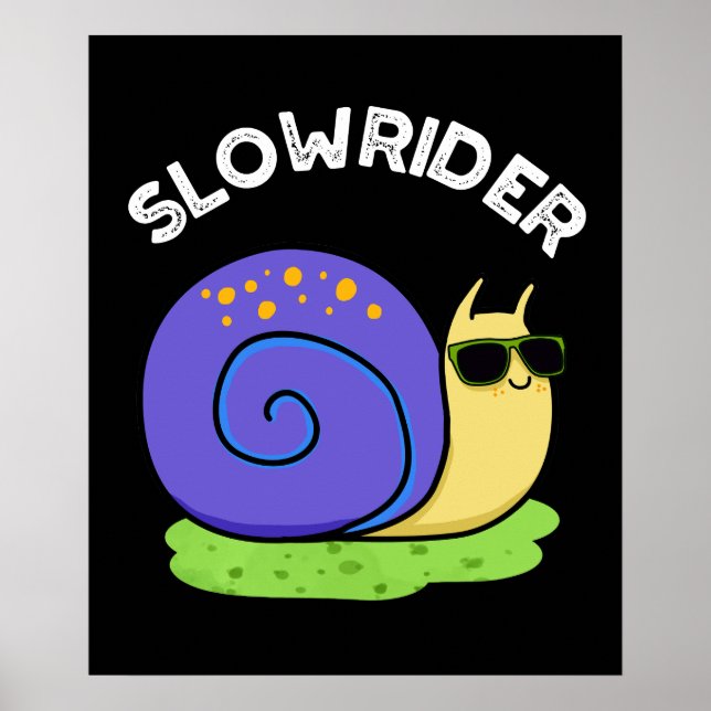 Poster Rider Lent Drôle Petit Rider Pun escargot Dark BG (Devant)