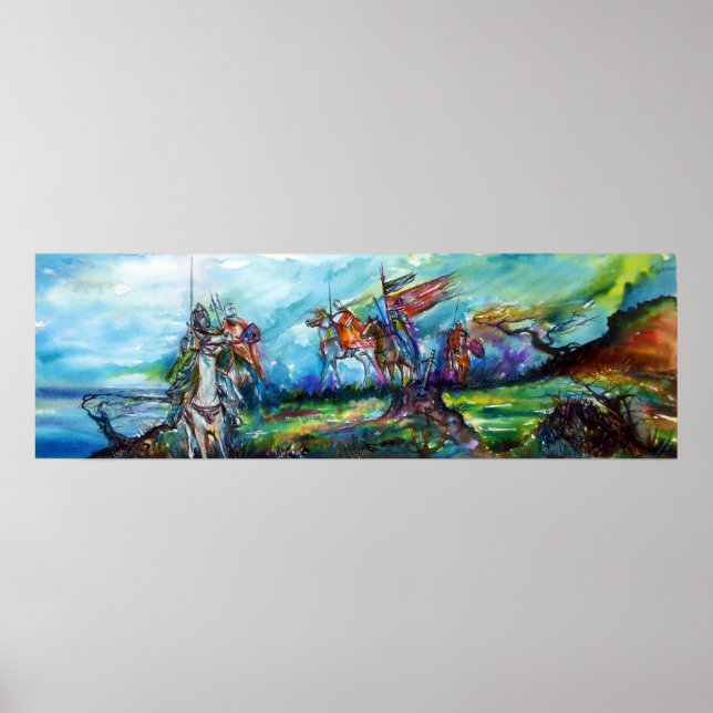 Poster RIDERS DANS LA TEMPÊTE Chevaliers Médiévaux Horseb (Devant)