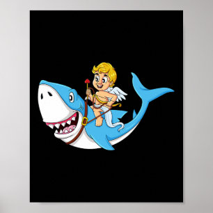 Poster Riding Cupid Shark Valentines Jour Amusants Garçon