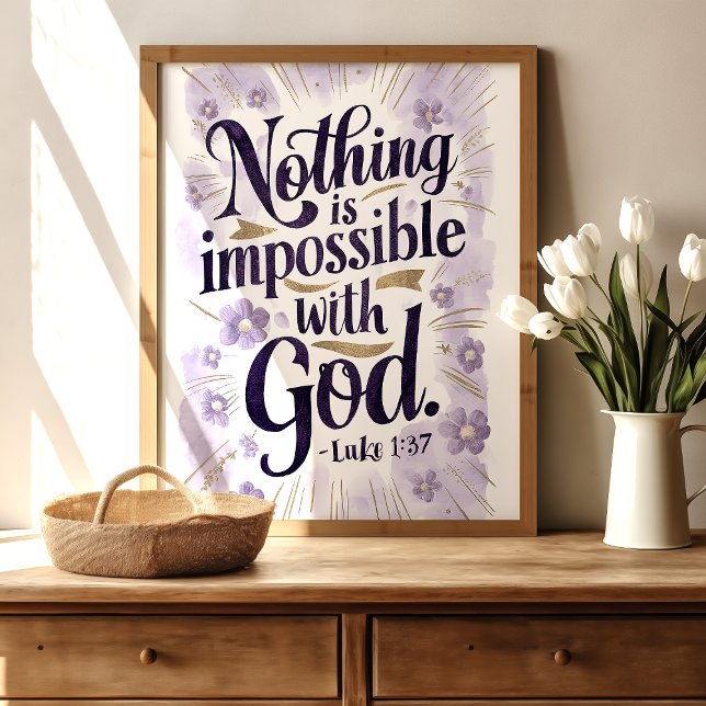 Poster Rien N'Est Impossible : Luc 1:37 Art Print (Créateur téléchargé)
