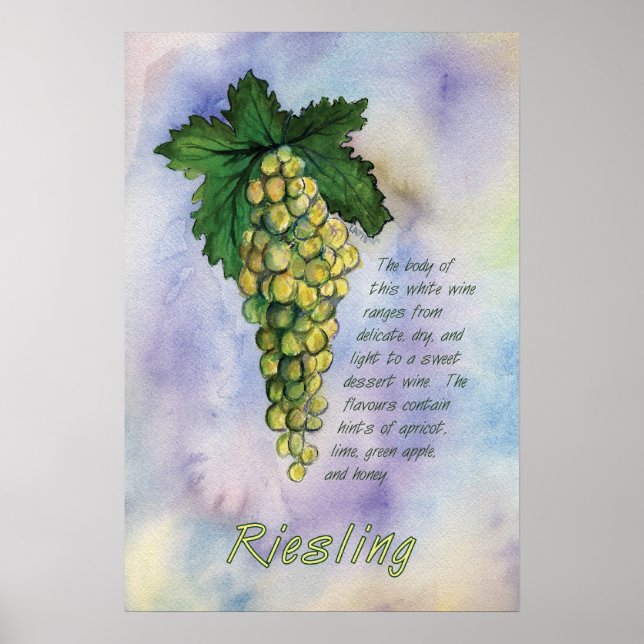 Poster Riesling White Vin Graphiques Art Imprimer (Devant)