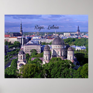 Poster Riga, Lettonie, paysage urbain