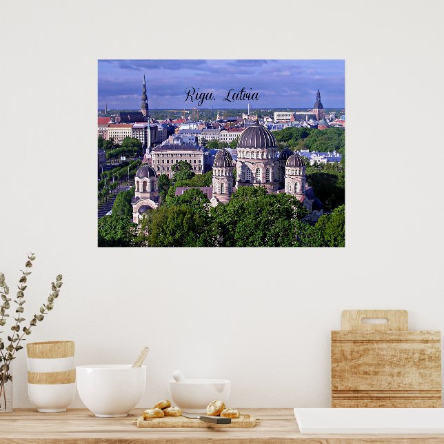 Poster Riga, Lettonie, paysage urbain (Cuisine)