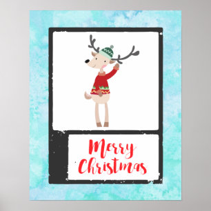 Poster Rindeer De Noël Dans Un Gros Chaud