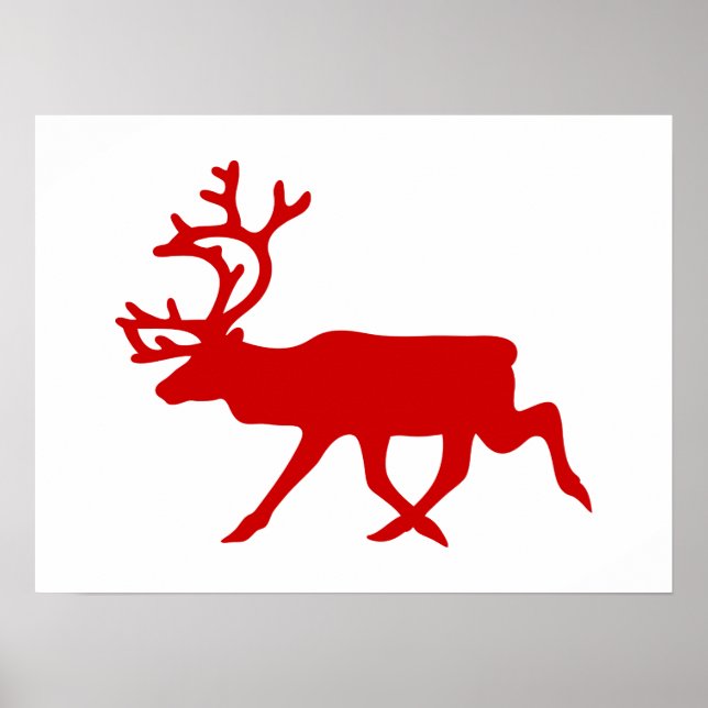 Poster Rindeer rouge / Silhouette caribou (Devant)