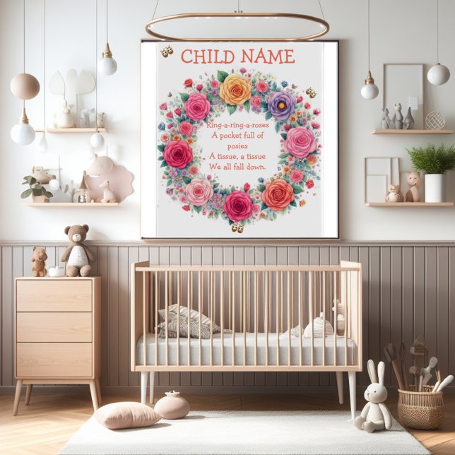 Poster "Ring a Ring O Roses"  (A beautiful addition to the nursery. "Ring a Ring O Roses" poster.)
