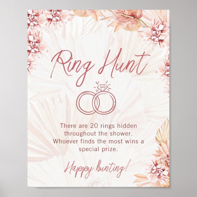 Poster Ring Hunt Boho Bohemian Wedding shower Jeu (Devant)