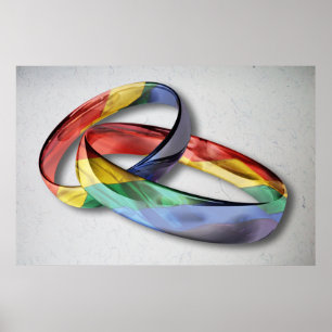 Poster Rings de Rainbow Wedding pour l'Equality