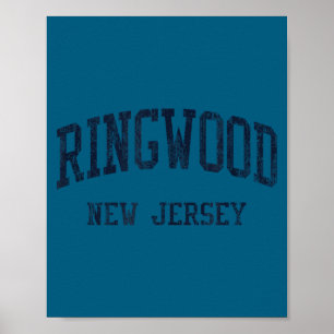 Poster Ringwood Nj Jn5 Conception Athlétique Bleue Vintag