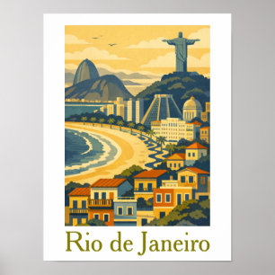 Poster Rio de Janeiro Brésil Voyage Minimaliste Moderne