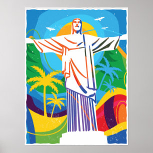 Poster Rio de Janeiro Cristo Redentor Brésil coloré