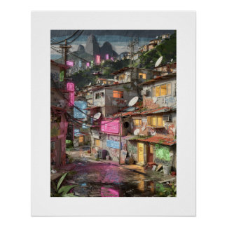 Poster Rio de Janeiro futuriste Streettag de jour néon Fa