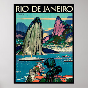 Poster Rio De Janeiro, tourist boats on the coast