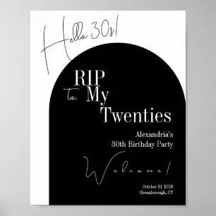 Poster RIP 20 ans Bonjour 30 ans Fête d'anniversaire de 3