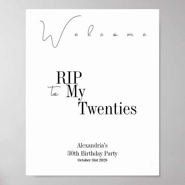 Poster RIP 20s Fête 30e anniversaire Accueil minimal (Devant)
