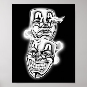 Poster Rire Maintenant Pleurer Plus Tard Chicano Tattoo F