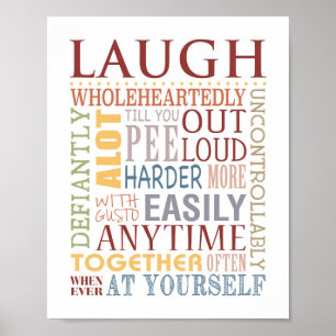 Poster RIRE Typographie Impression, Live, Rire, Love Seri