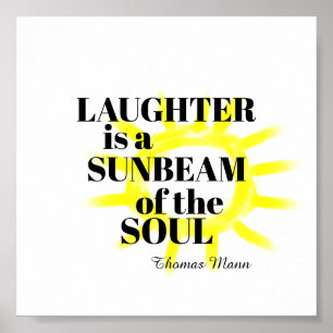 Poster rires citation jaune et blanc soleil art