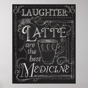 Poster Rires et lattes, Café Chalkboard Art