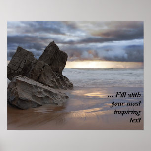 Poster Rivage de coucher de soleil serein