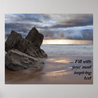 Poster Rivage de coucher de soleil serein