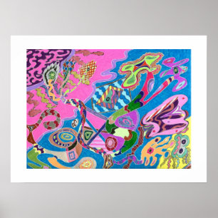 Poster Rive rose, 24x18 Art Abstrait