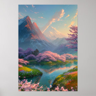 Poster River Embracé par Cherry Blossom Symphony