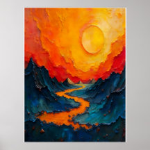 River of Fire: Impasto Oil Painting