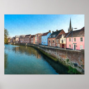 Poster River Wensum Quayside Norwich Norfolk UK