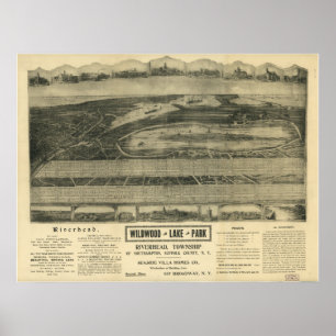 Poster Riverhead New York 1903 Antique Panoramic Map