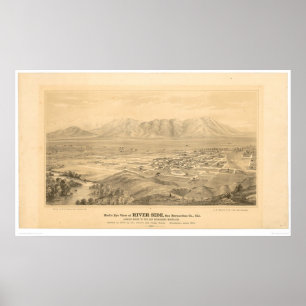 Poster Riverside, CA. Carte panoramique 1877 (1404C)