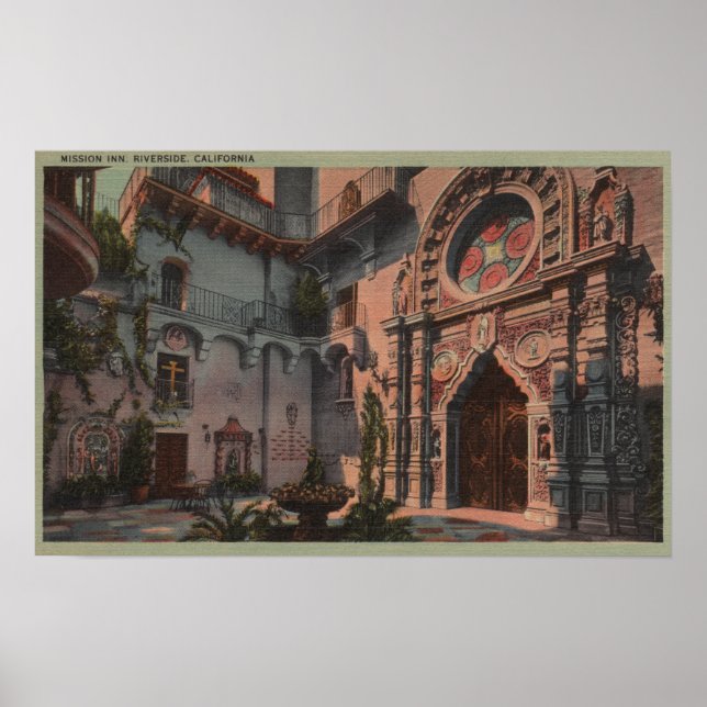 Poster Riverside, CA - Vue de Mission Inn Courtyard (Devant)