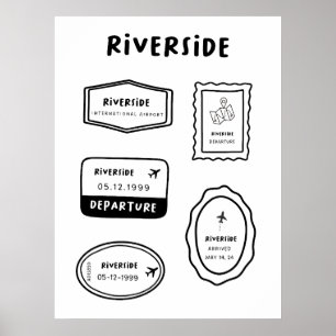 Poster Riverside - Collection de timbres de voyage Mini