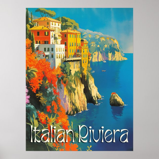 Poster Riviera Italienne Voyage Retro (Devant)