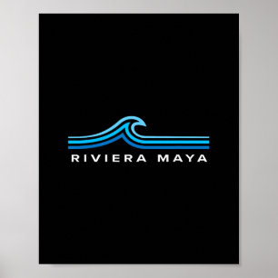Poster Riviera Maya Mexique Vagues Vintage Hommes Femmes 