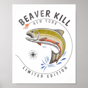 Poster Rivière Beaverkill New York Pêche à la mouche Souv