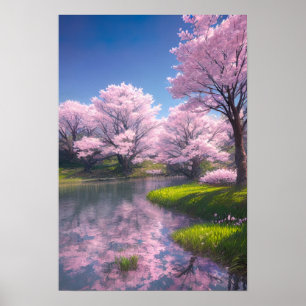 Poster Rivière Cherry Blossom