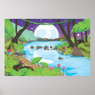 Poster Rivière de la forêt tropicale