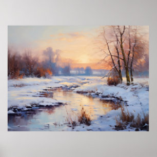 Poster Rivière Havel glacée au coucher du soleil
