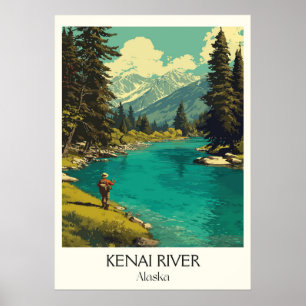 Poster Rivière Kenai Alaska Pêche Désert