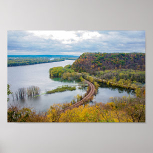 Poster Rivière Mississippi et falaises en bois