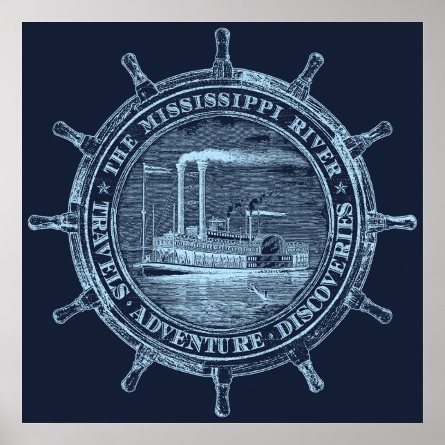 Poster Rivière Mississippi. Voyages. Aventure. Découverte (Devant)
