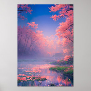 Poster Rivière mystique dans la forêt de Misty