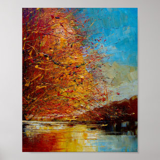 Poster Rivière, peinture abstraite.